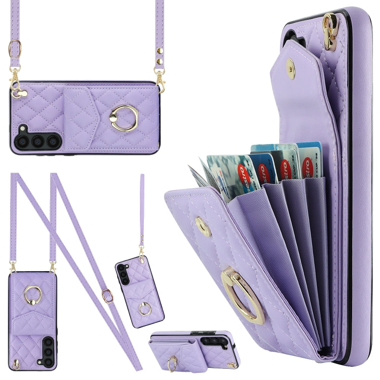 Rhombic Texture Card Bag Phone Case with Long Lanyard, For Samsung Galaxy S26+ 5G, For Samsung Galaxy S26 Ultra 5G, For Samsung Galaxy S26 5G, For Samsung Galaxy S25 Edge 5G, For Samsung Galaxy S24 Ultra 5G, For Samsung Galaxy S24+ 5G                  ...