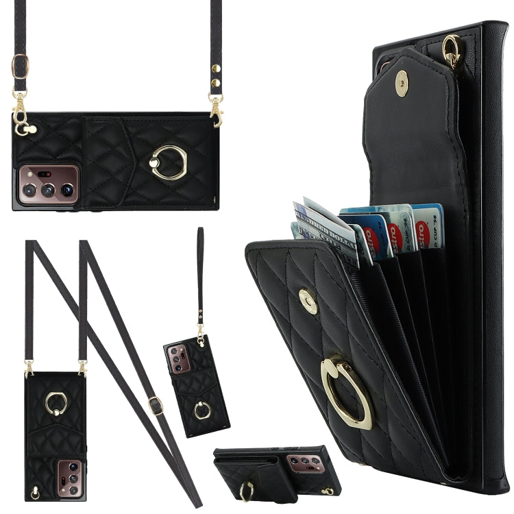 Rhombic Texture Card Bag Phone Case with Long Lanyard, For Samsung Galaxy S26+ 5G, For Samsung Galaxy S26 Ultra 5G, For Samsung Galaxy S26 5G, For Samsung Galaxy S25 Edge 5G, For Samsung Galaxy S24 Ultra 5G, For Samsung Galaxy S24+ 5G                  ...