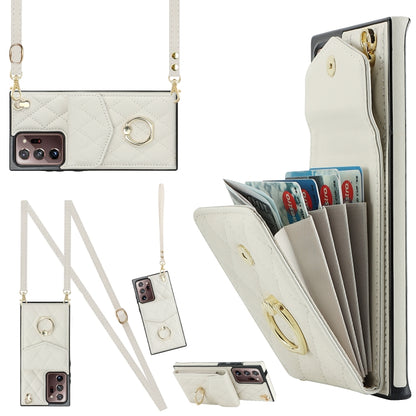 Rhombic Texture Card Bag Phone Case with Long Lanyard, For Samsung Galaxy S26+ 5G, For Samsung Galaxy S26 Ultra 5G, For Samsung Galaxy S26 5G, For Samsung Galaxy S25 Edge 5G, For Samsung Galaxy S24 Ultra 5G, For Samsung Galaxy S24+ 5G                  ...
