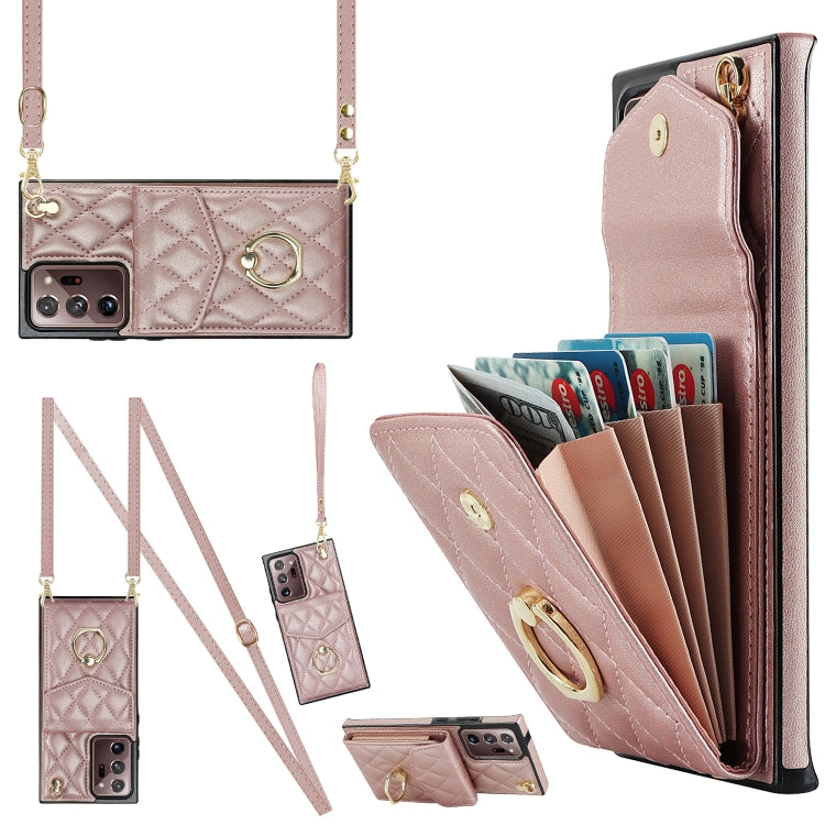 Rhombic Texture Card Bag Phone Case with Long Lanyard, For Samsung Galaxy S26+ 5G, For Samsung Galaxy S26 Ultra 5G, For Samsung Galaxy S26 5G, For Samsung Galaxy S25 Edge 5G, For Samsung Galaxy S24 Ultra 5G, For Samsung Galaxy S24+ 5G                  ...
