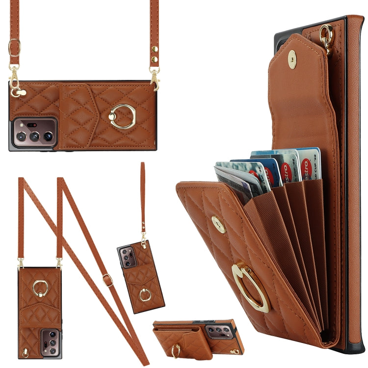 Rhombic Texture Card Bag Phone Case with Long Lanyard, For Samsung Galaxy S26+ 5G, For Samsung Galaxy S26 Ultra 5G, For Samsung Galaxy S26 5G, For Samsung Galaxy S25 Edge 5G, For Samsung Galaxy S24 Ultra 5G, For Samsung Galaxy S24+ 5G                  ...