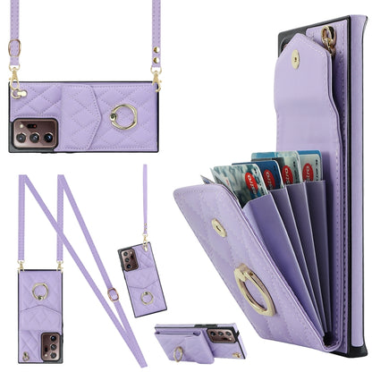 Rhombic Texture Card Bag Phone Case with Long Lanyard, For Samsung Galaxy S26+ 5G, For Samsung Galaxy S26 Ultra 5G, For Samsung Galaxy S26 5G, For Samsung Galaxy S25 Edge 5G, For Samsung Galaxy S24 Ultra 5G, For Samsung Galaxy S24+ 5G                  ...