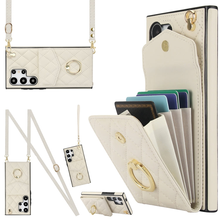 Rhombic Texture Card Bag Phone Case with Long Lanyard, For Samsung Galaxy S26+ 5G, For Samsung Galaxy S26 Ultra 5G, For Samsung Galaxy S26 5G, For Samsung Galaxy S25 Edge 5G, For Samsung Galaxy S24 Ultra 5G, For Samsung Galaxy S24+ 5G                  ...