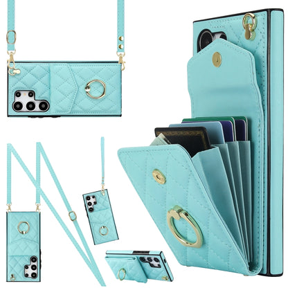 Rhombic Texture Card Bag Phone Case with Long Lanyard, For Samsung Galaxy S26+ 5G, For Samsung Galaxy S26 Ultra 5G, For Samsung Galaxy S26 5G, For Samsung Galaxy S25 Edge 5G, For Samsung Galaxy S24 Ultra 5G, For Samsung Galaxy S24+ 5G                  ...