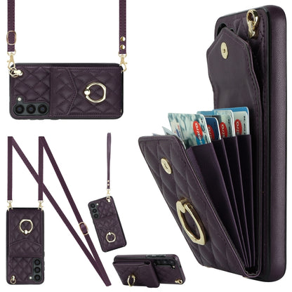 Rhombic Texture Card Bag Phone Case with Long Lanyard, For Samsung Galaxy S26+ 5G, For Samsung Galaxy S26 Ultra 5G, For Samsung Galaxy S26 5G, For Samsung Galaxy S25 Edge 5G, For Samsung Galaxy S24 Ultra 5G, For Samsung Galaxy S24+ 5G                  ...