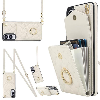 Rhombic Texture Card Bag Phone Case with Long Lanyard, For Samsung Galaxy S26+ 5G, For Samsung Galaxy S26 Ultra 5G, For Samsung Galaxy S26 5G, For Samsung Galaxy S25 Edge 5G, For Samsung Galaxy S24 Ultra 5G, For Samsung Galaxy S24+ 5G                  ...