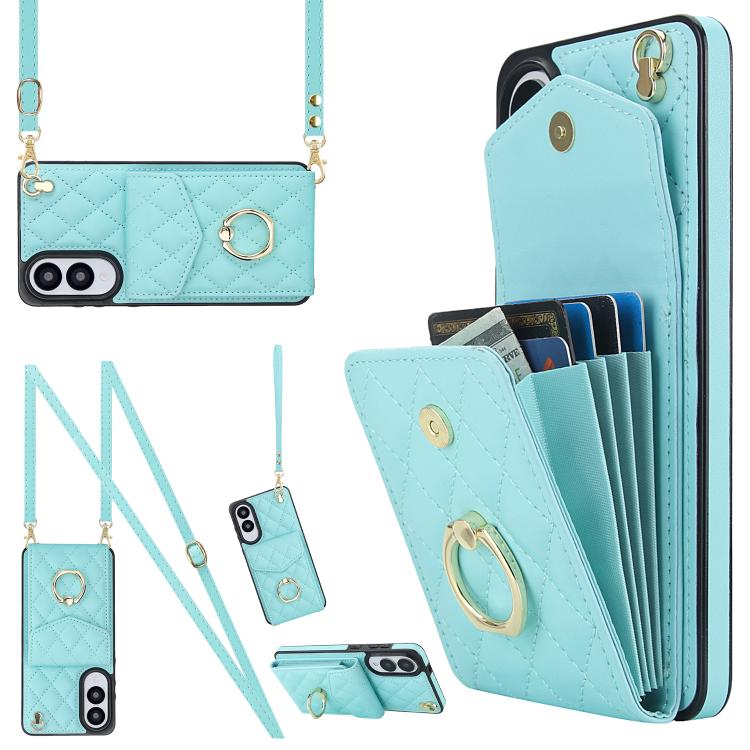 Rhombic Texture Card Bag Phone Case with Long Lanyard, For Samsung Galaxy S26+ 5G, For Samsung Galaxy S26 Ultra 5G, For Samsung Galaxy S26 5G, For Samsung Galaxy S25 Edge 5G, For Samsung Galaxy S24 Ultra 5G, For Samsung Galaxy S24+ 5G                  ...