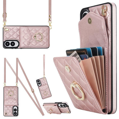 Rhombic Texture Card Bag Phone Case with Long Lanyard, For Samsung Galaxy S26+ 5G, For Samsung Galaxy S26 Ultra 5G, For Samsung Galaxy S26 5G, For Samsung Galaxy S25 Edge 5G, For Samsung Galaxy S24 Ultra 5G, For Samsung Galaxy S24+ 5G                  ...
