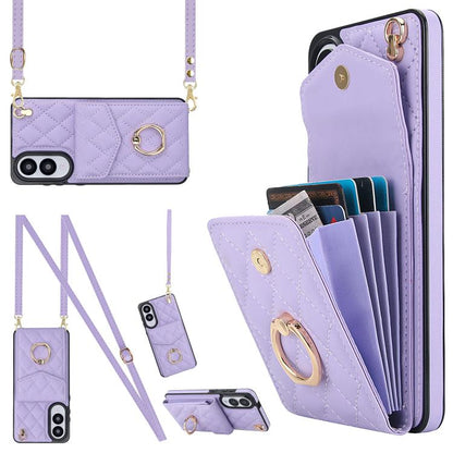 Rhombic Texture Card Bag Phone Case with Long Lanyard, For Samsung Galaxy S26+ 5G, For Samsung Galaxy S26 Ultra 5G, For Samsung Galaxy S26 5G, For Samsung Galaxy S25 Edge 5G, For Samsung Galaxy S24 Ultra 5G, For Samsung Galaxy S24+ 5G                  ...