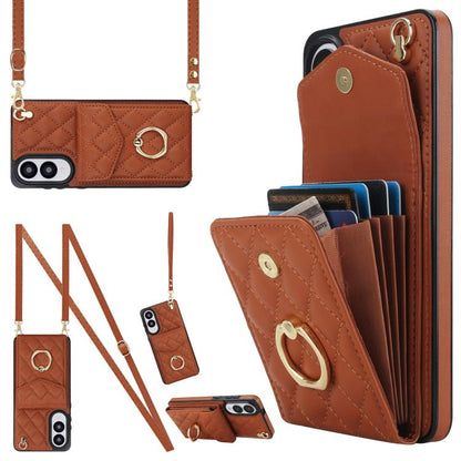 Rhombic Texture Card Bag Phone Case with Long Lanyard, For Samsung Galaxy S26+ 5G, For Samsung Galaxy S26 Ultra 5G, For Samsung Galaxy S26 5G, For Samsung Galaxy S25 Edge 5G, For Samsung Galaxy S24 Ultra 5G, For Samsung Galaxy S24+ 5G                  ...