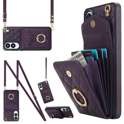 Rhombic Texture Card Bag Phone Case with Long Lanyard, For Samsung Galaxy S26+ 5G, For Samsung Galaxy S26 Ultra 5G, For Samsung Galaxy S26 5G, For Samsung Galaxy S25 Edge 5G, For Samsung Galaxy S24 Ultra 5G, For Samsung Galaxy S24+ 5G                  ...