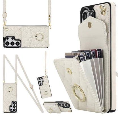 Rhombic Texture Card Bag Phone Case with Long Lanyard, For Samsung Galaxy S26+ 5G, For Samsung Galaxy S26 Ultra 5G, For Samsung Galaxy S26 5G, For Samsung Galaxy S25 Edge 5G, For Samsung Galaxy S24 Ultra 5G, For Samsung Galaxy S24+ 5G                  ...
