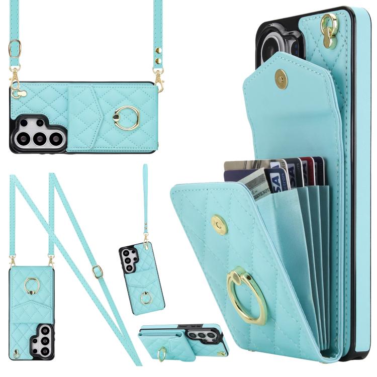 Rhombic Texture Card Bag Phone Case with Long Lanyard, For Samsung Galaxy S26+ 5G, For Samsung Galaxy S26 Ultra 5G, For Samsung Galaxy S26 5G, For Samsung Galaxy S25 Edge 5G, For Samsung Galaxy S24 Ultra 5G, For Samsung Galaxy S24+ 5G                  ...