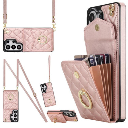 Rhombic Texture Card Bag Phone Case with Long Lanyard, For Samsung Galaxy S26+ 5G, For Samsung Galaxy S26 Ultra 5G, For Samsung Galaxy S26 5G, For Samsung Galaxy S25 Edge 5G, For Samsung Galaxy S24 Ultra 5G, For Samsung Galaxy S24+ 5G                  ...