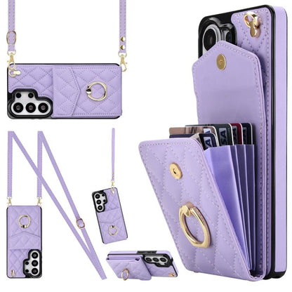 Rhombic Texture Card Bag Phone Case with Long Lanyard, For Samsung Galaxy S26+ 5G, For Samsung Galaxy S26 Ultra 5G, For Samsung Galaxy S26 5G, For Samsung Galaxy S25 Edge 5G, For Samsung Galaxy S24 Ultra 5G, For Samsung Galaxy S24+ 5G                  ...