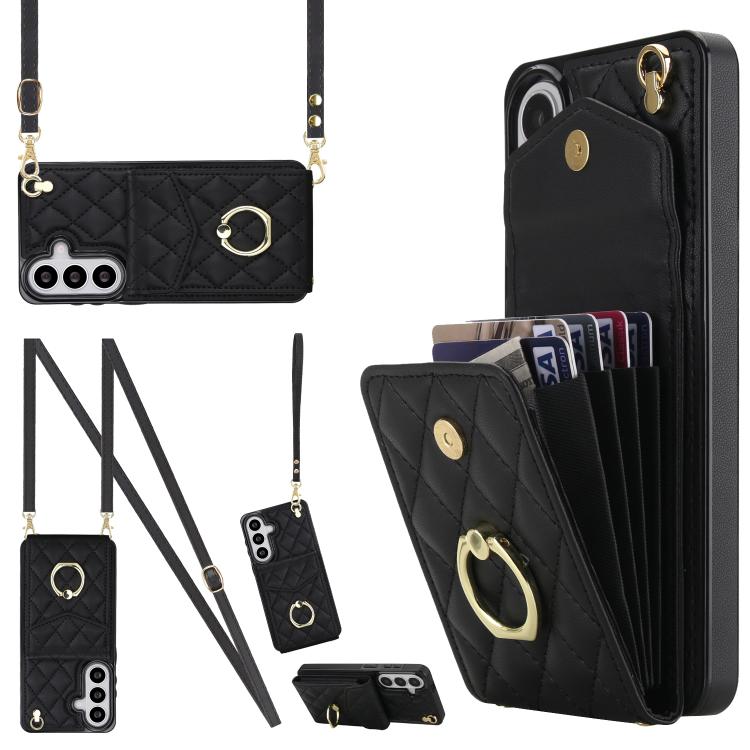 Rhombic Texture Card Bag Phone Case with Long Lanyard, For Samsung Galaxy S26+ 5G, For Samsung Galaxy S26 Ultra 5G, For Samsung Galaxy S26 5G, For Samsung Galaxy S25 Edge 5G, For Samsung Galaxy S24 Ultra 5G, For Samsung Galaxy S24+ 5G                  ...