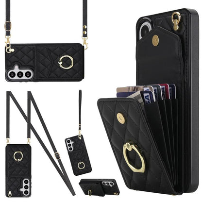 Rhombic Texture Card Bag Phone Case with Long Lanyard, For Samsung Galaxy S26+ 5G, For Samsung Galaxy S26 Ultra 5G, For Samsung Galaxy S26 5G, For Samsung Galaxy S25 Edge 5G, For Samsung Galaxy S24 Ultra 5G, For Samsung Galaxy S24+ 5G                  ...