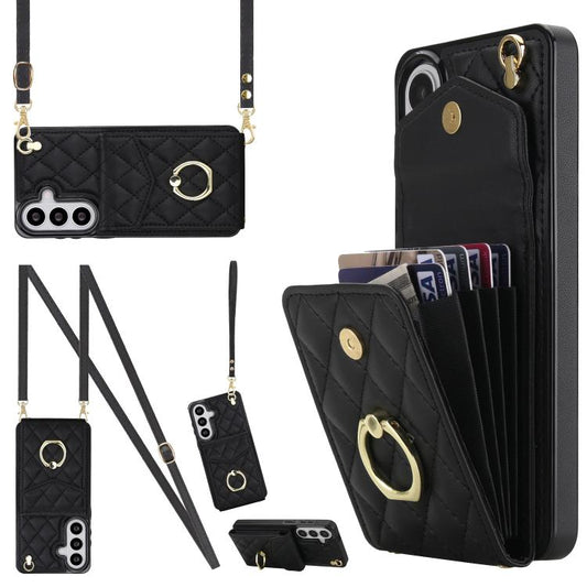 Rhombic Texture Card Bag Phone Case with Long Lanyard, For Samsung Galaxy S26+ 5G, For Samsung Galaxy S26 Ultra 5G, For Samsung Galaxy S26 5G, For Samsung Galaxy S25 Edge 5G, For Samsung Galaxy S24 Ultra 5G, For Samsung Galaxy S24+ 5G                  ...