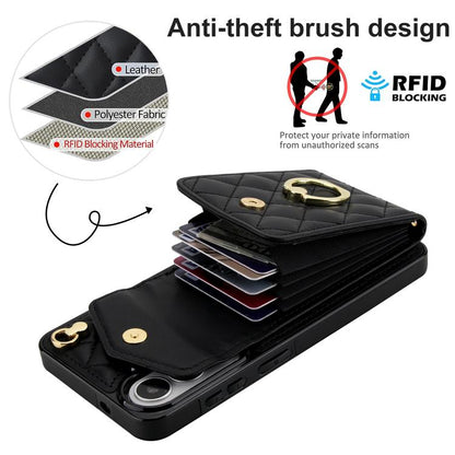 Rhombic Texture Card Bag Phone Case with Long Lanyard, For Samsung Galaxy S26+ 5G, For Samsung Galaxy S26 Ultra 5G, For Samsung Galaxy S26 5G, For Samsung Galaxy S25 Edge 5G, For Samsung Galaxy S24 Ultra 5G, For Samsung Galaxy S24+ 5G                  ...