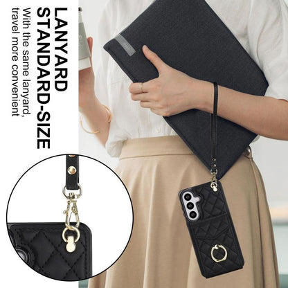 Rhombic Texture Card Bag Phone Case with Long Lanyard, For Samsung Galaxy S26+ 5G, For Samsung Galaxy S26 Ultra 5G, For Samsung Galaxy S26 5G, For Samsung Galaxy S25 Edge 5G, For Samsung Galaxy S24 Ultra 5G, For Samsung Galaxy S24+ 5G                  ...