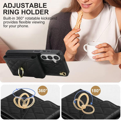 Rhombic Texture Card Bag Phone Case with Long Lanyard, For Samsung Galaxy S26+ 5G, For Samsung Galaxy S26 Ultra 5G, For Samsung Galaxy S26 5G, For Samsung Galaxy S25 Edge 5G, For Samsung Galaxy S24 Ultra 5G, For Samsung Galaxy S24+ 5G                  ...