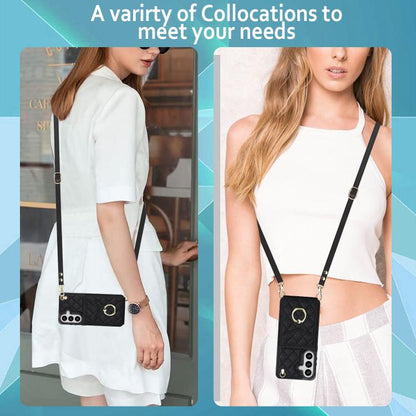 Rhombic Texture Card Bag Phone Case with Long Lanyard, For Samsung Galaxy S26+ 5G, For Samsung Galaxy S26 Ultra 5G, For Samsung Galaxy S26 5G, For Samsung Galaxy S25 Edge 5G, For Samsung Galaxy S24 Ultra 5G, For Samsung Galaxy S24+ 5G                  ...