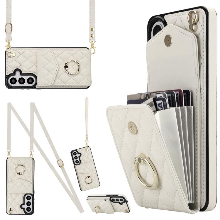 Rhombic Texture Card Bag Phone Case with Long Lanyard, For Samsung Galaxy S26+ 5G, For Samsung Galaxy S26 Ultra 5G, For Samsung Galaxy S26 5G, For Samsung Galaxy S25 Edge 5G, For Samsung Galaxy S24 Ultra 5G, For Samsung Galaxy S24+ 5G                  ...
