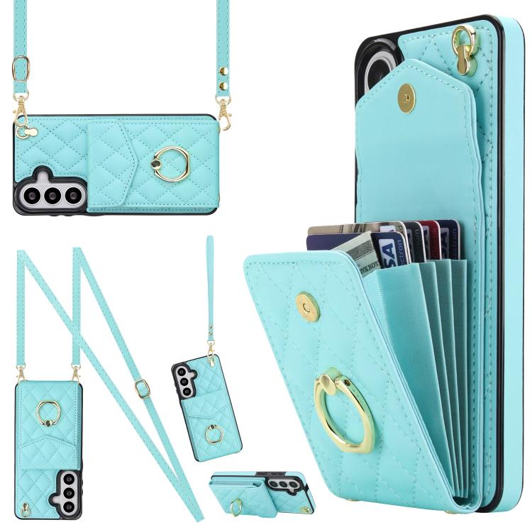Rhombic Texture Card Bag Phone Case with Long Lanyard, For Samsung Galaxy S26+ 5G, For Samsung Galaxy S26 Ultra 5G, For Samsung Galaxy S26 5G, For Samsung Galaxy S25 Edge 5G, For Samsung Galaxy S24 Ultra 5G, For Samsung Galaxy S24+ 5G                  ...