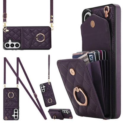 Rhombic Texture Card Bag Phone Case with Long Lanyard, For Samsung Galaxy S26+ 5G, For Samsung Galaxy S26 Ultra 5G, For Samsung Galaxy S26 5G, For Samsung Galaxy S25 Edge 5G, For Samsung Galaxy S24 Ultra 5G, For Samsung Galaxy S24+ 5G                  ...