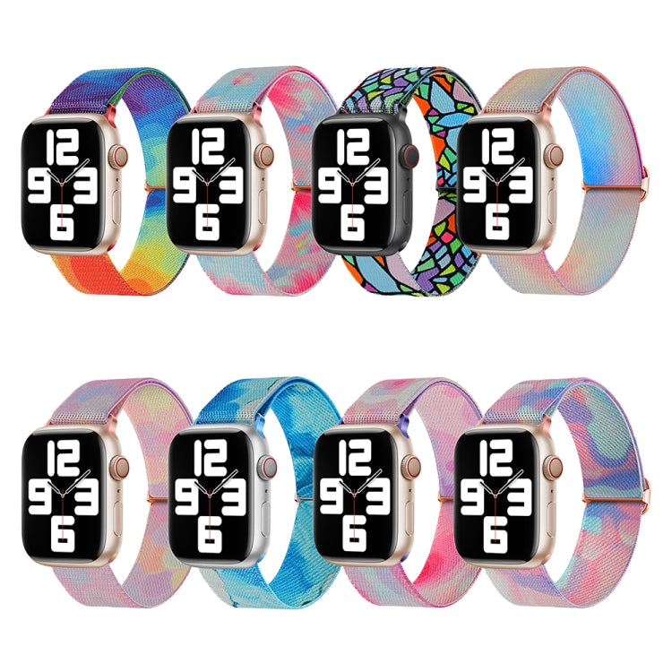 Painted Pattern Nylon Replacement Watch Band, For Apple Watch Ultra 49mm, For Apple Watch SE 2023 44mm, For Apple Watch SE 2023 40mm, For Apple Watch 8 41mm, For Apple Watch Ultra 2 49mm, For Apple Watch 8 45mm, For Apple Watch 9 45mm                  ...