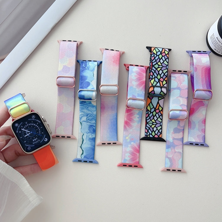 Painted Pattern Nylon Replacement Watch Band, For Apple Watch Ultra 49mm, For Apple Watch SE 2023 44mm, For Apple Watch SE 2023 40mm, For Apple Watch 8 41mm, For Apple Watch Ultra 2 49mm, For Apple Watch 8 45mm, For Apple Watch 9 45mm                  ...