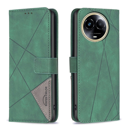 Magnetic Buckle Rhombus Texture Leather Phone Case, For  Realme 11 4G, For Realme 11 5G, For Realme C53, For Realme C65 4G