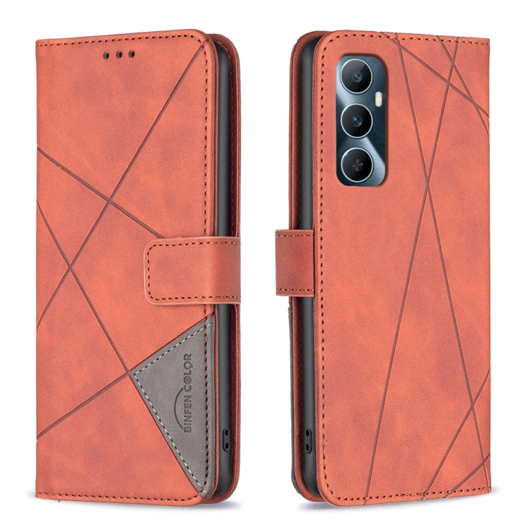 Magnetic Buckle Rhombus Texture Leather Phone Case, For  Realme 11 4G, For Realme 11 5G, For Realme C53, For Realme C65 4G