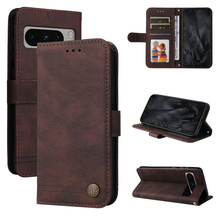 Skin Feel Life Tree Metal Button Leather Phone Case, For Google Pixel 11 Pro XL, For Google Pixel 11 / Pixel 11 Pro, For Google Pixel 10a, For Google Pixel 9a, For Google Pixel 9 Pro, For Google Pixel 9, For Google Pixel 8a, For Google Pixel 8 Pro     ...
