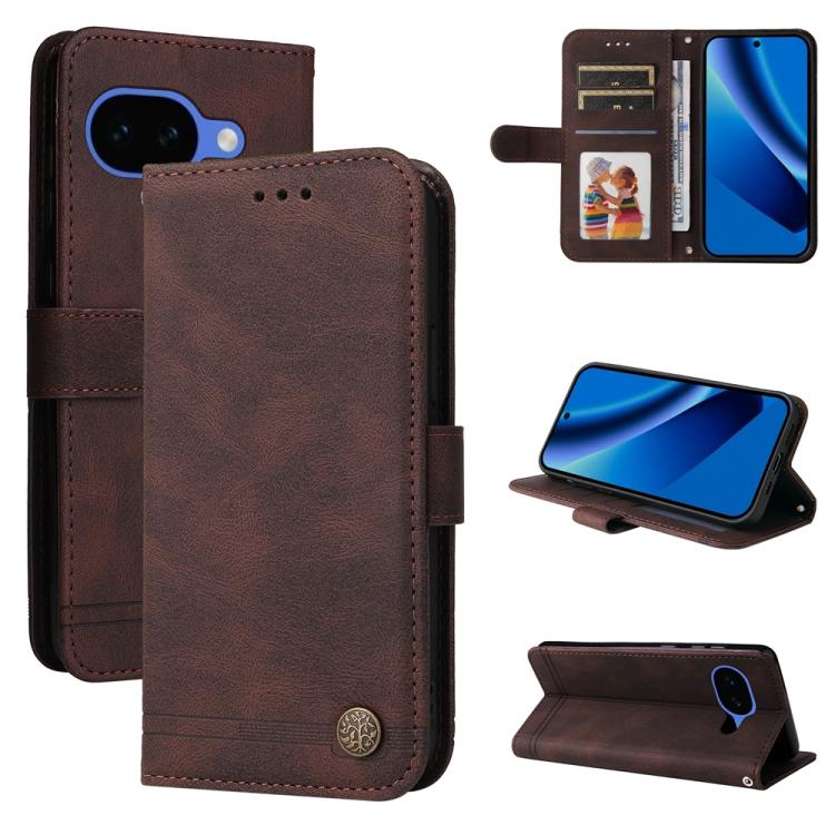 Skin Feel Life Tree Metal Button Leather Phone Case, For Google Pixel 11 Pro XL, For Google Pixel 11 / Pixel 11 Pro, For Google Pixel 10a, For Google Pixel 9a, For Google Pixel 9 Pro, For Google Pixel 9, For Google Pixel 8a, For Google Pixel 8 Pro     ...