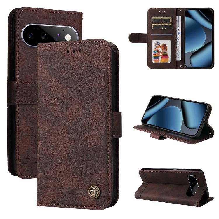 Skin Feel Life Tree Metal Button Leather Phone Case, For Google Pixel 11 Pro XL, For Google Pixel 11 / Pixel 11 Pro, For Google Pixel 10a, For Google Pixel 9a, For Google Pixel 9 Pro, For Google Pixel 9, For Google Pixel 8a, For Google Pixel 8 Pro     ...