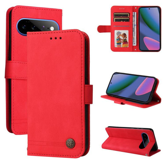 Skin Feel Life Tree Metal Button Leather Phone Case, For Google Pixel 11 Pro XL, For Google Pixel 11 / Pixel 11 Pro, For Google Pixel 10a, For Google Pixel 9a, For Google Pixel 9 Pro, For Google Pixel 9, For Google Pixel 8a, For Google Pixel 8 Pro