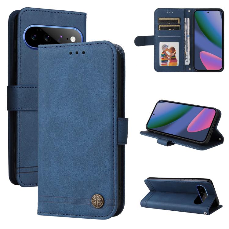 Skin Feel Life Tree Metal Button Leather Phone Case, For Google Pixel 11 Pro XL, For Google Pixel 11 / Pixel 11 Pro, For Google Pixel 10a, For Google Pixel 9a, For Google Pixel 9 Pro, For Google Pixel 9, For Google Pixel 8a, For Google Pixel 8 Pro     ...