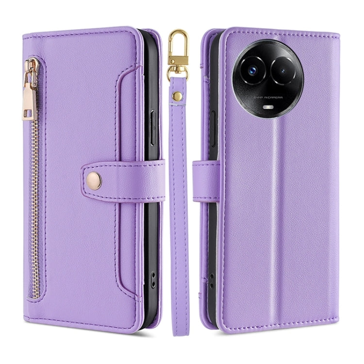 Sheep Texture Cross-body Zipper Wallet Leather Phone Case, For Realme 14 Pro 5G Global, For Realme C75 4G / 14x 5G Global, For Realme 13 Pro 5G, For Realme C61 4G, For Realme GT Neo6 SE, For Realme 12 5G, For Realme 12+ 5G, For Realme 12 Pro 5G        ...