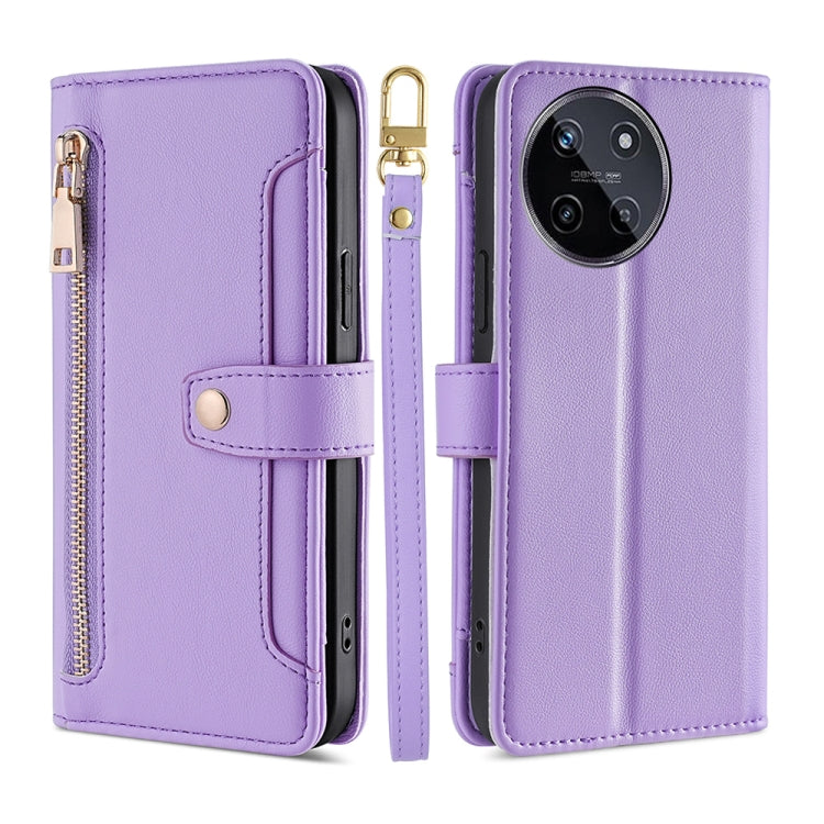 Sheep Texture Cross-body Zipper Wallet Leather Phone Case, For Realme 14 Pro 5G Global, For Realme C75 4G / 14x 5G Global, For Realme 13 Pro 5G, For Realme C61 4G, For Realme GT Neo6 SE, For Realme 12 5G, For Realme 12+ 5G, For Realme 12 Pro 5G        ...