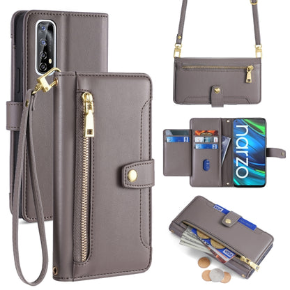 Sheep Texture Cross-body Zipper Wallet Leather Phone Case, For Realme 8 / 8 Pro, For Realme C20, For Realme C12 / Narzo 20, For Realme 7 / Narzo 20 Pro, For Realme C15