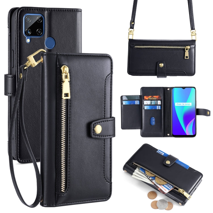 Sheep Texture Cross-body Zipper Wallet Leather Phone Case, For Realme 8 / 8 Pro, For Realme C20, For Realme C12 / Narzo 20, For Realme 7 / Narzo 20 Pro, For Realme C15