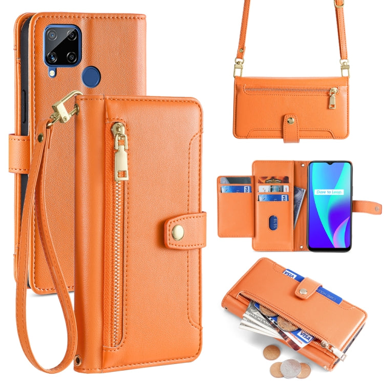 Sheep Texture Cross-body Zipper Wallet Leather Phone Case, For Realme 8 / 8 Pro, For Realme C20, For Realme C12 / Narzo 20, For Realme 7 / Narzo 20 Pro, For Realme C15