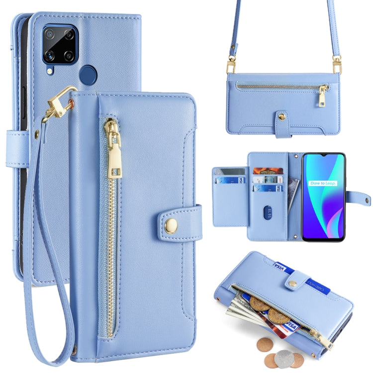 Sheep Texture Cross-body Zipper Wallet Leather Phone Case, For Realme 8 / 8 Pro, For Realme C20, For Realme C12 / Narzo 20, For Realme 7 / Narzo 20 Pro, For Realme C15