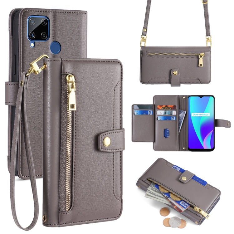 Sheep Texture Cross-body Zipper Wallet Leather Phone Case, For Realme 8 / 8 Pro, For Realme C20, For Realme C12 / Narzo 20, For Realme 7 / Narzo 20 Pro, For Realme C15