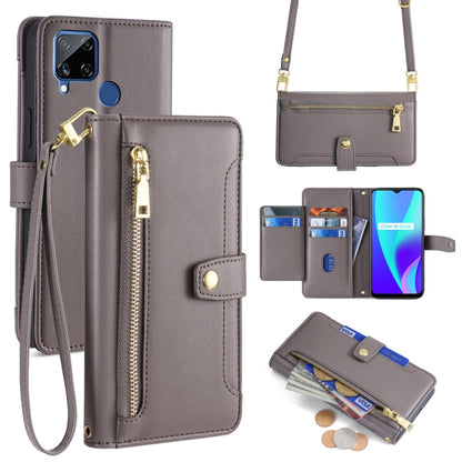 Sheep Texture Cross-body Zipper Wallet Leather Phone Case, For Realme 8 / 8 Pro, For Realme C20, For Realme C12 / Narzo 20, For Realme 7 / Narzo 20 Pro, For Realme C15