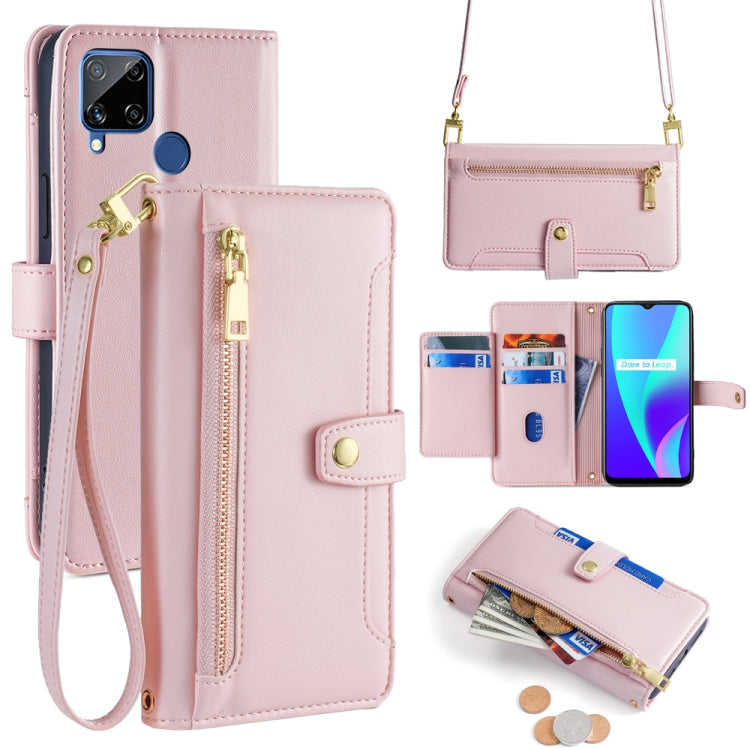 Sheep Texture Cross-body Zipper Wallet Leather Phone Case, For Realme 8 / 8 Pro, For Realme C20, For Realme C12 / Narzo 20, For Realme 7 / Narzo 20 Pro, For Realme C15
