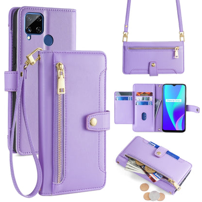 Sheep Texture Cross-body Zipper Wallet Leather Phone Case, For Realme 8 / 8 Pro, For Realme C20, For Realme C12 / Narzo 20, For Realme 7 / Narzo 20 Pro, For Realme C15