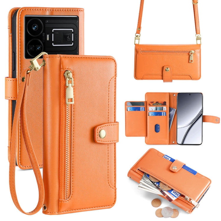 Sheep Texture Cross-body Zipper Wallet Leather Phone Case, For Realme 14 Pro 5G Global, For Realme C75 4G / 14x 5G Global, For Realme 13 Pro 5G, For Realme C61 4G, For Realme GT Neo6 SE, For Realme 12 5G, For Realme 12+ 5G, For Realme 12 Pro 5G        ...