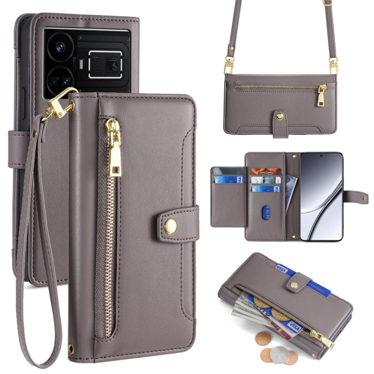 Sheep Texture Cross-body Zipper Wallet Leather Phone Case, For Realme 14 Pro 5G Global, For Realme C75 4G / 14x 5G Global, For Realme 13 Pro 5G, For Realme C61 4G, For Realme GT Neo6 SE, For Realme 12 5G, For Realme 12+ 5G, For Realme 12 Pro 5G        ...